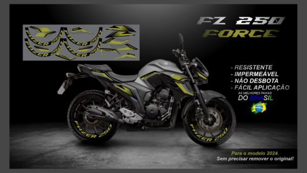 KIT ADESIVOS FZ 250-2023/ 2024  VERSÃO FORCE( MOTO CINZA) - Image 7