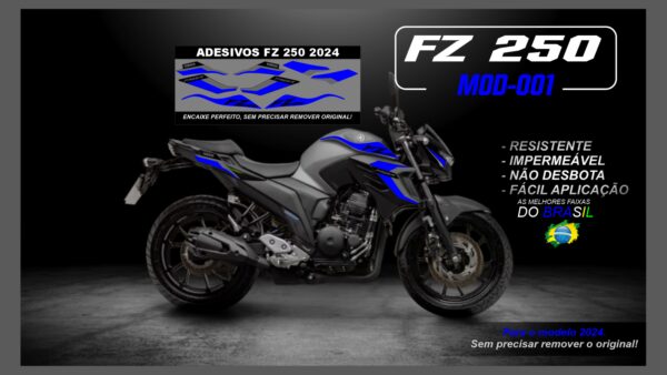 KIT FAIXAS FZ 250 2022 Á 2024 YAMAHA( MOTO CINZA) MOD-001 - Image 3