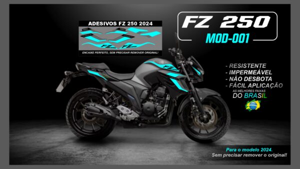 KIT FAIXAS FZ 250 2022 Á 2024 YAMAHA( MOTO CINZA) MOD-001 - Image 4