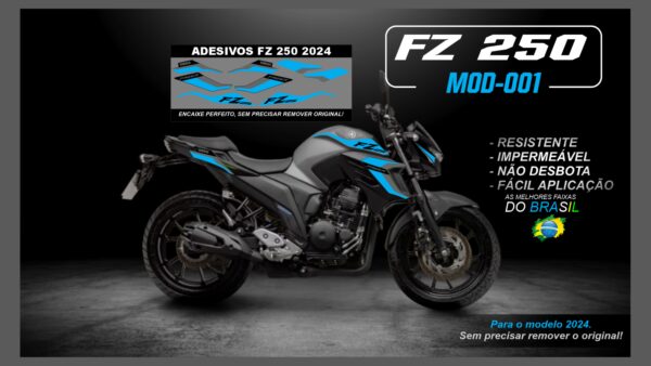 KIT FAIXAS FZ 250 2022 Á 2024 YAMAHA( MOTO CINZA) MOD-001 - Image 6