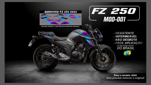 KIT FAIXAS FZ 250 2022 Á 2024 YAMAHA( MOTO CINZA) MOD-001 - Image 5