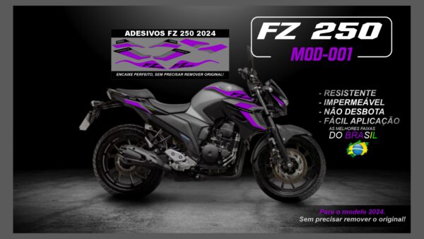 KIT FAIXAS FZ 250 2022 Á 2024 YAMAHA( MOTO CINZA) MOD-001 - Image 11