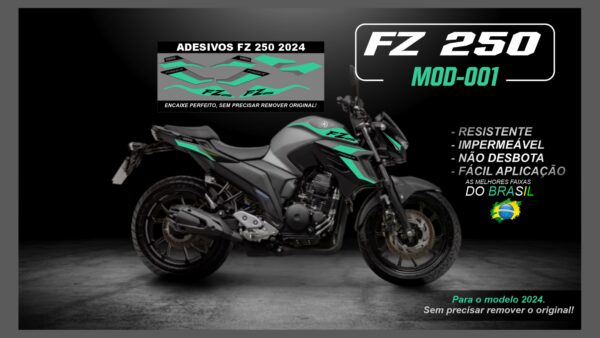 KIT FAIXAS FZ 250 2022 Á 2024 YAMAHA( MOTO CINZA) MOD-001