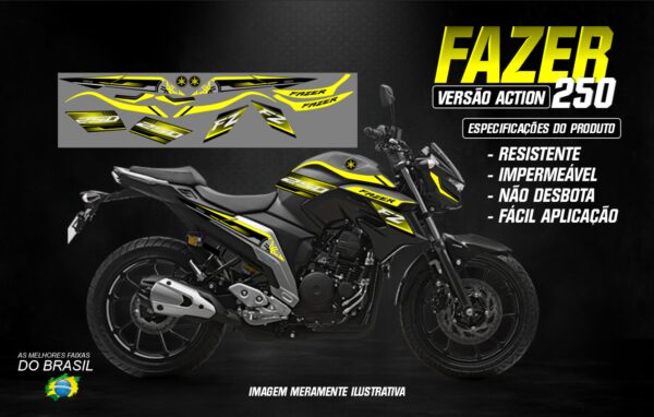 KIT ADESIVOS FAZER 250 VERSÃO ACTION (MOTO PRETA) - Image 2