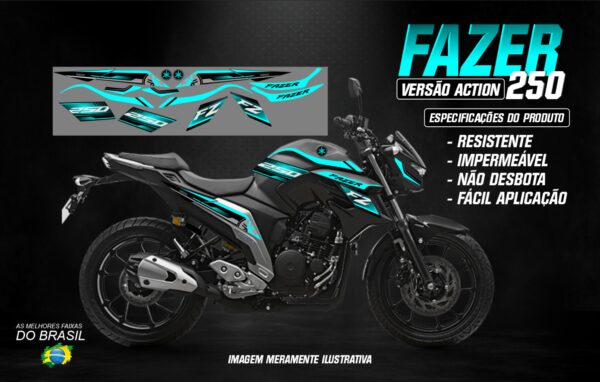 KIT ADESIVOS FAZER 250 VERSÃO ACTION (MOTO PRETA) - Image 4