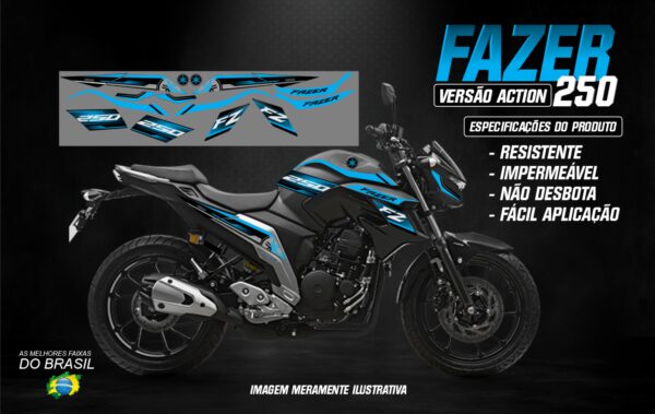 KIT ADESIVOS FAZER 250 VERSÃO ACTION (MOTO PRETA) - Image 6