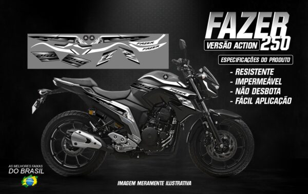 KIT ADESIVOS FAZER 250 VERSÃO ACTION (MOTO PRETA) - Image 3