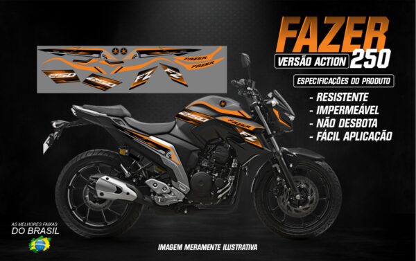 KIT ADESIVOS FAZER 250 VERSÃO ACTION (MOTO PRETA) - Image 7