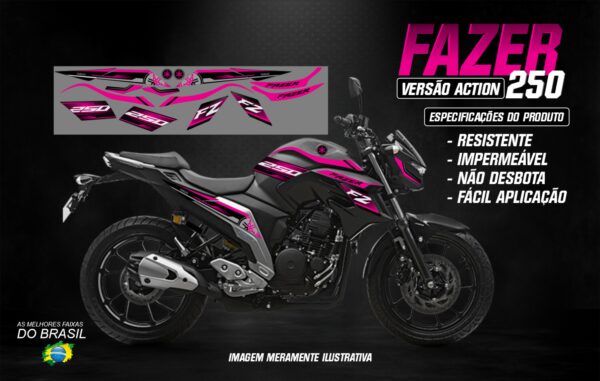 KIT ADESIVOS FAZER 250 VERSÃO ACTION (MOTO PRETA) - Image 8