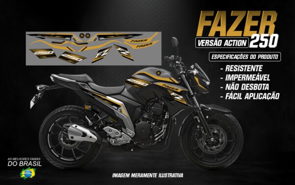 KIT ADESIVOS FAZER 250 VERSÃO ACTION (MOTO PRETA) - Image 9