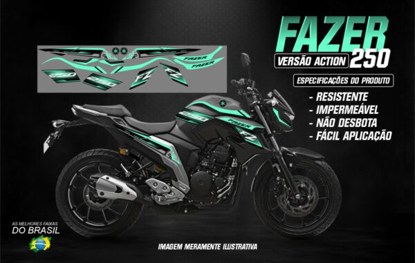 KIT ADESIVOS FAZER 250 VERSÃO ACTION (MOTO PRETA) - Image 12