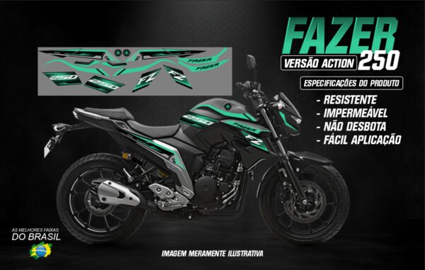 KIT ADESIVOS FAZER 250 VERSÃO ACTION (MOTO PRETA) - Image 13