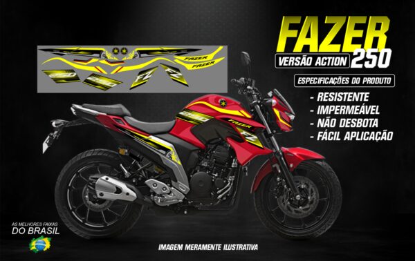 KIT ADESIVOS FAZER 250 VERSÃO ACTION (MOTO VERMELHA) - Image 2