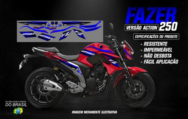 KIT ADESIVOS FAZER 250 VERSÃO ACTION (MOTO VERMELHA) - Image 4