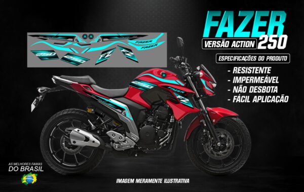 KIT ADESIVOS FAZER 250 VERSÃO ACTION (MOTO VERMELHA) - Image 3