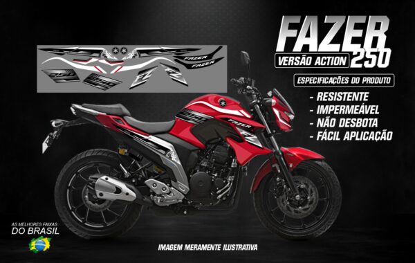 KIT ADESIVOS FAZER 250 VERSÃO ACTION (MOTO VERMELHA) - Image 5