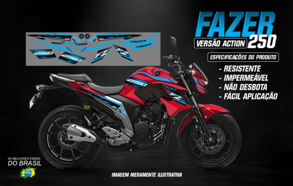 KIT ADESIVOS FAZER 250 VERSÃO ACTION (MOTO VERMELHA) - Image 6