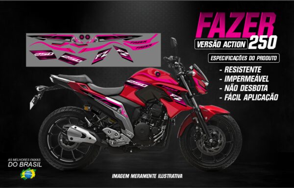 KIT ADESIVOS FAZER 250 VERSÃO ACTION (MOTO VERMELHA) - Image 8