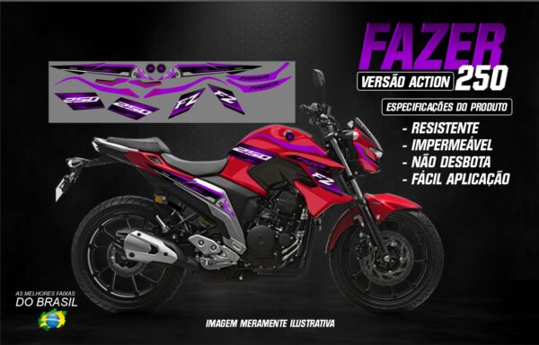 KIT ADESIVOS FAZER 250 VERSÃO ACTION (MOTO VERMELHA) - Image 10