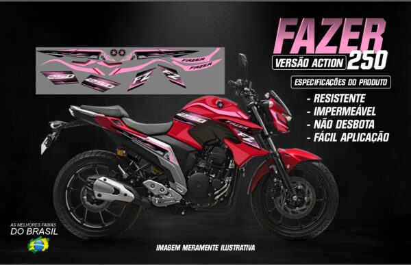 KIT ADESIVOS FAZER 250 VERSÃO ACTION (MOTO VERMELHA) - Image 11