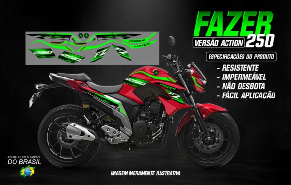 KIT ADESIVOS FAZER 250 VERSÃO ACTION (MOTO VERMELHA) - Image 13