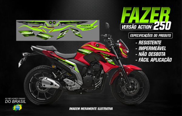 KIT ADESIVOS FAZER 250 VERSÃO ACTION (MOTO VERMELHA) - Image 12