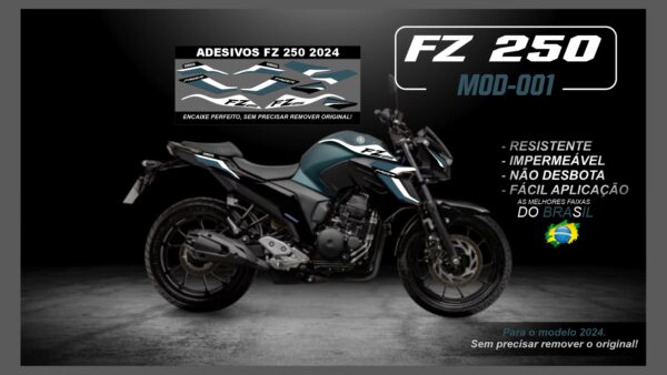 KIT FAIXAS FZ 250 2022 Á 2024 YAMAHA( MOTO VERDE) MOD-001 - Imagem 3