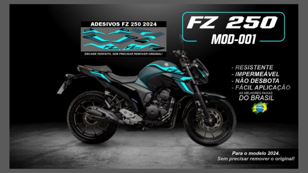 KIT FAIXAS FZ 250 2022 Á 2024 YAMAHA( MOTO VERDE) MOD-001 - Imagem 4