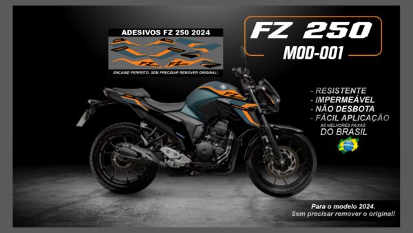 KIT FAIXAS FZ 250 2022 Á 2024 YAMAHA( MOTO VERDE) MOD-001 - Imagem 5