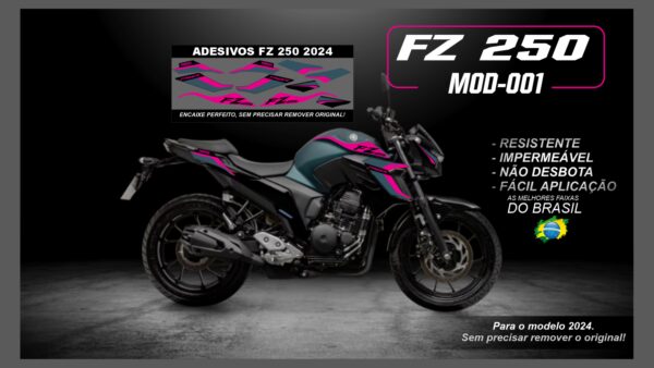 KIT FAIXAS FZ 250 2022 Á 2024 YAMAHA( MOTO VERDE) MOD-001 - Imagem 6