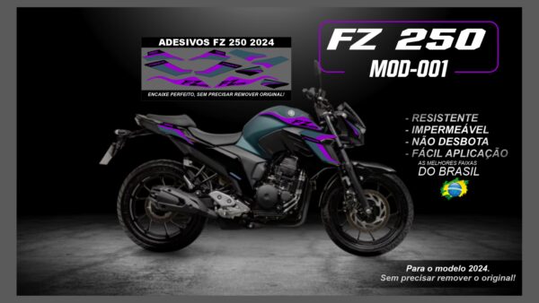 KIT FAIXAS FZ 250 2022 Á 2024 YAMAHA( MOTO VERDE) MOD-001 - Imagem 9