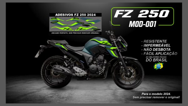 KIT FAIXAS FZ 250 2022 Á 2024 YAMAHA( MOTO VERDE) MOD-001
