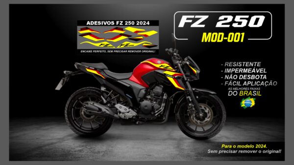 KIT FAIXAS FZ 250 2022 Á 2024 YAMAHA( MOTO VERMELHA) MOD-001 - Image 2