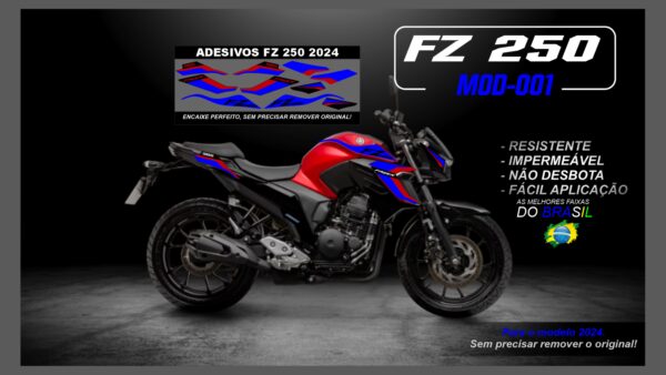 KIT FAIXAS FZ 250 2022 Á 2024 YAMAHA( MOTO VERMELHA) MOD-001 - Image 3