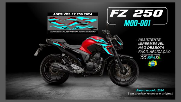 KIT FAIXAS FZ 250 2022 Á 2024 YAMAHA( MOTO VERMELHA) MOD-001 - Image 5