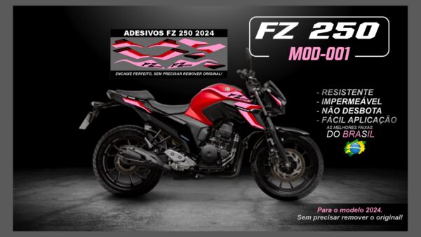 KIT FAIXAS FZ 250 2022 Á 2024 YAMAHA( MOTO VERMELHA) MOD-001 - Image 8