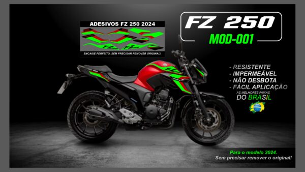 KIT FAIXAS FZ 250 2022 Á 2024 YAMAHA( MOTO VERMELHA) MOD-001 - Image 12