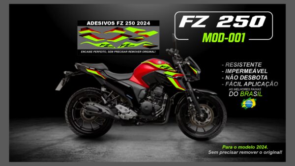 KIT FAIXAS FZ 250 2022 Á 2024 YAMAHA( MOTO VERMELHA) MOD-001 - Image 11