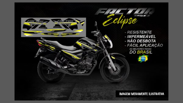 KIT FAIXAS FACTOR 150 VERSÃO ECLIPSE(MOTO PRETA) - Imagem 2