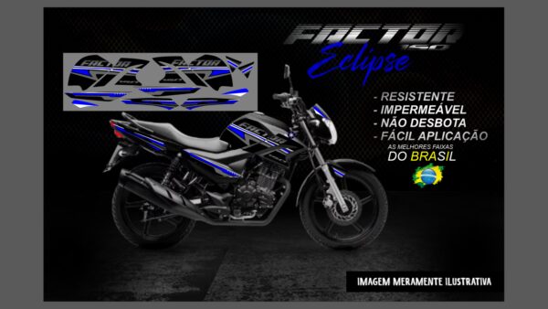 KIT FAIXAS FACTOR 150 VERSÃO ECLIPSE(MOTO PRETA)