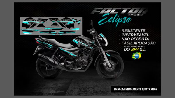 KIT FAIXAS FACTOR 150 VERSÃO ECLIPSE(MOTO PRETA) - Imagem 4