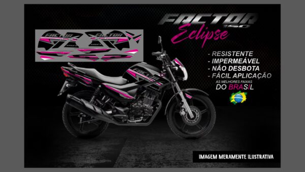 KIT FAIXAS FACTOR 150 VERSÃO ECLIPSE(MOTO PRETA) - Imagem 6
