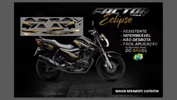 KIT FAIXAS FACTOR 150 VERSÃO ECLIPSE(MOTO PRETA) - Imagem 7