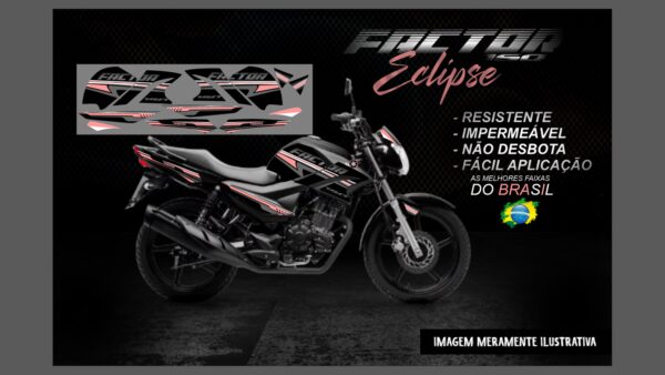 KIT FAIXAS FACTOR 150 VERSÃO ECLIPSE(MOTO PRETA) - Imagem 8