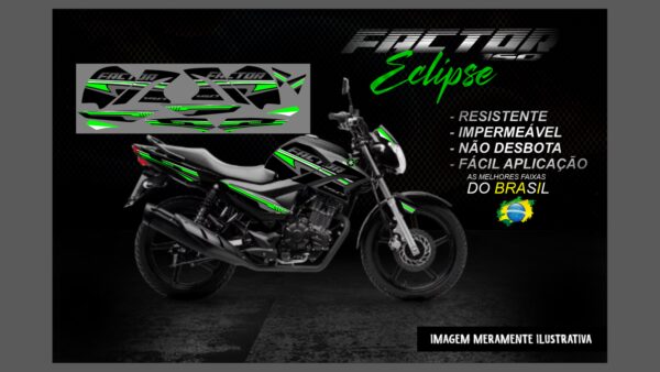 KIT FAIXAS FACTOR 150 VERSÃO ECLIPSE(MOTO PRETA) - Imagem 10