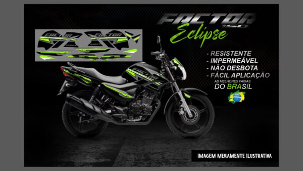 KIT FAIXAS FACTOR 150 VERSÃO ECLIPSE(MOTO PRETA) - Imagem 9