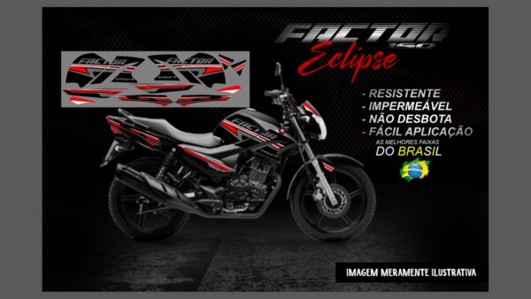 KIT FAIXAS FACTOR 150 VERSÃO ECLIPSE(MOTO PRETA) - Imagem 11