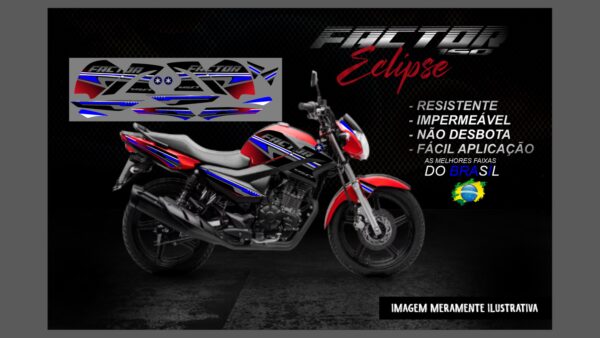 KIT FAIXAS FACTOR 150 VERSÃO ECLIPSE(MOTO VERMELHA) - Imagem 4