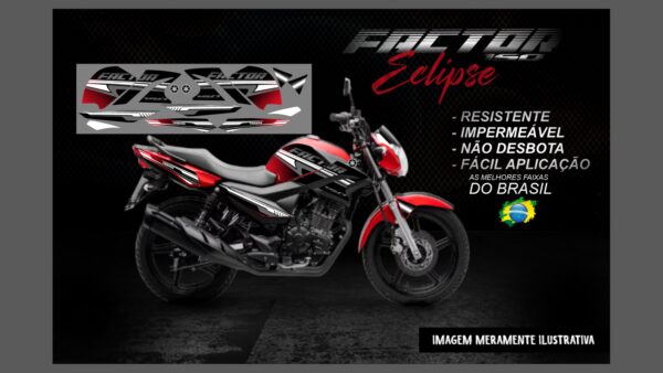 KIT FAIXAS FACTOR 150 VERSÃO ECLIPSE(MOTO VERMELHA)