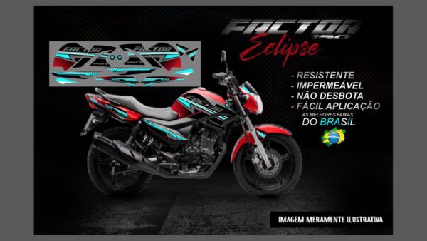 KIT FAIXAS FACTOR 150 VERSÃO ECLIPSE(MOTO VERMELHA) - Imagem 6